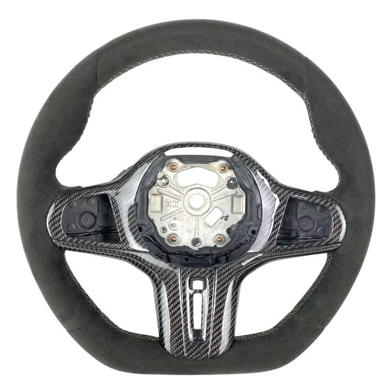 BCC G8X Full Alcantara Steering Wheel With Carbon Trim NO Stripe Flat Bottom