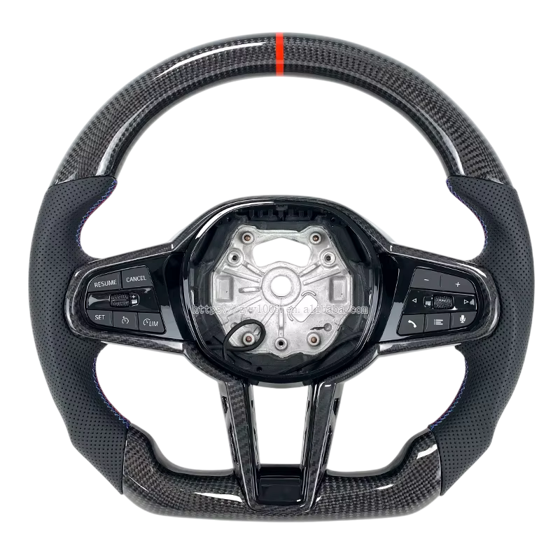 BCC G8X Carbon and Leather LCI Steering Wheel With Carbon Trim Red Stripe