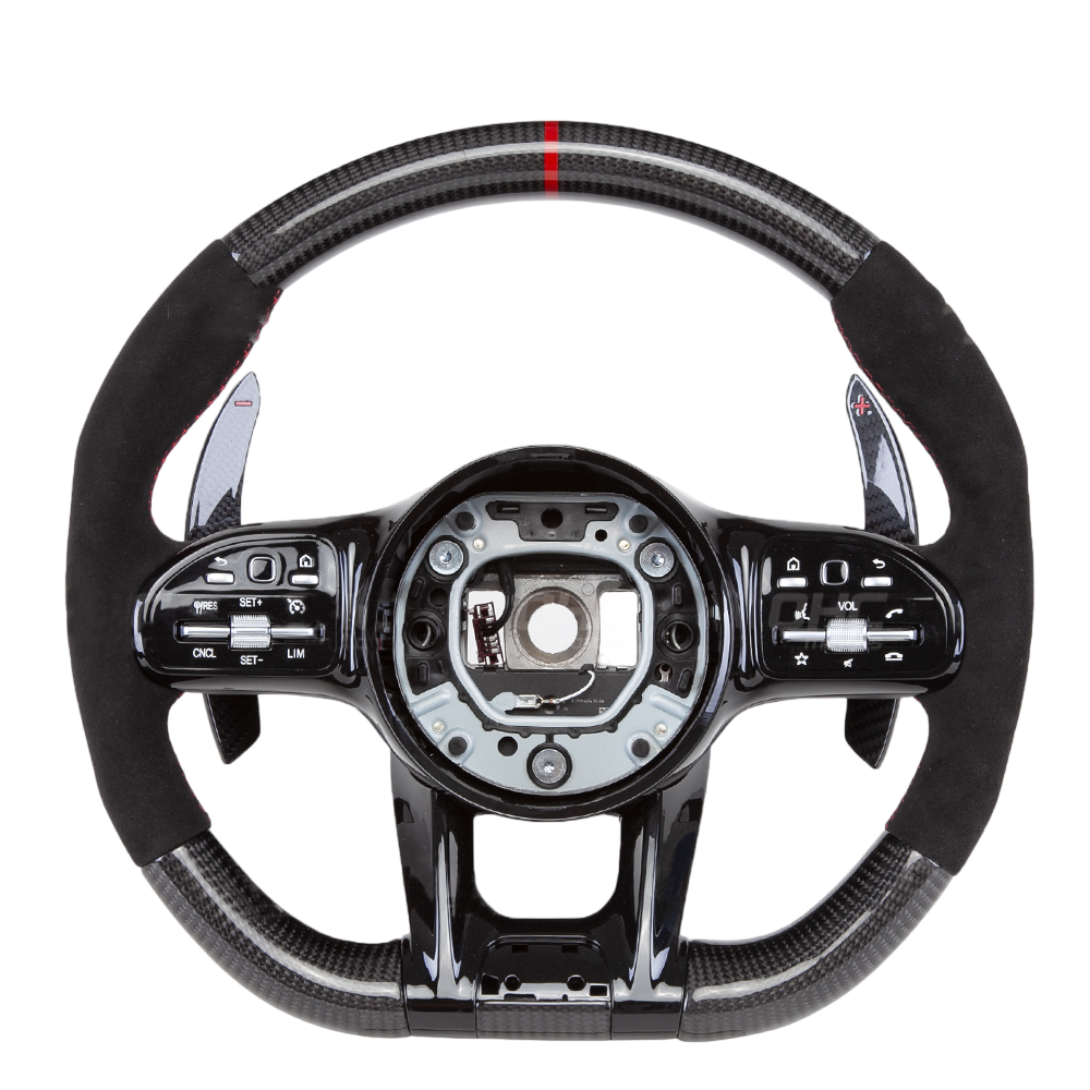BCC Mercedes-Benz AMG Carbon and Alcantara Steering Wheel With Painted Red Stripe