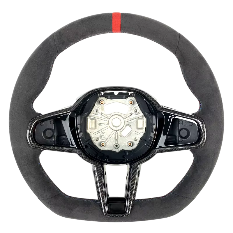 BCC G8X Full Alcantara LCI Steering Wheel With Carbon Trim Red Stripe