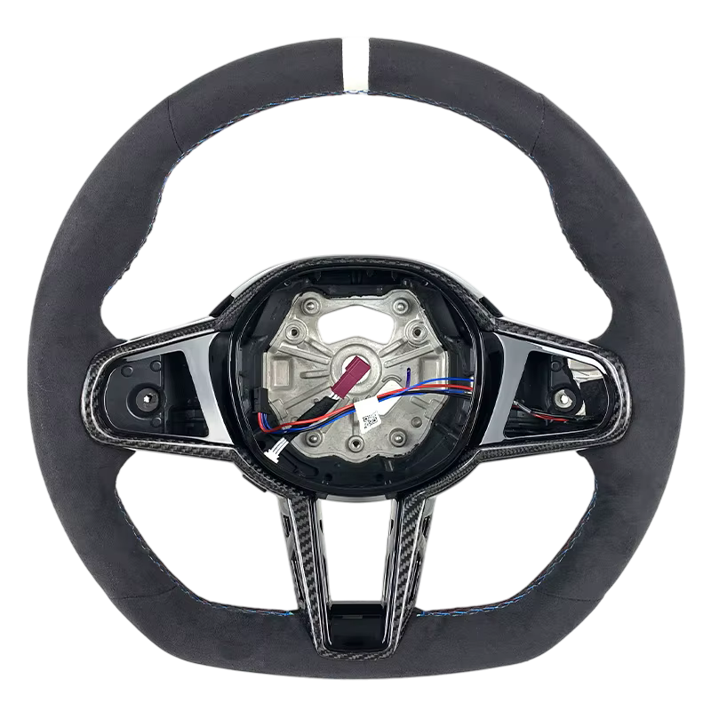 BCC G8X Full Alcantara LCI Steering Wheel With Carbon Trim White Stripe