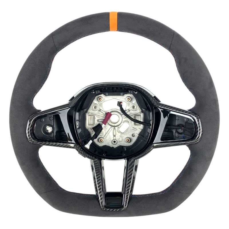 BCC G8X Full Alcantara LCI Steering Wheel With Carbon Trim Orange Stripe