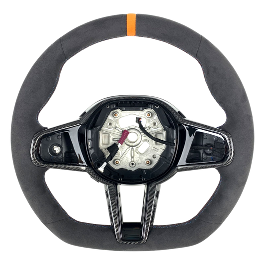 BCC G8X Full Alcantara LCI Steering Wheel With Carbon Trim Orange Stripe