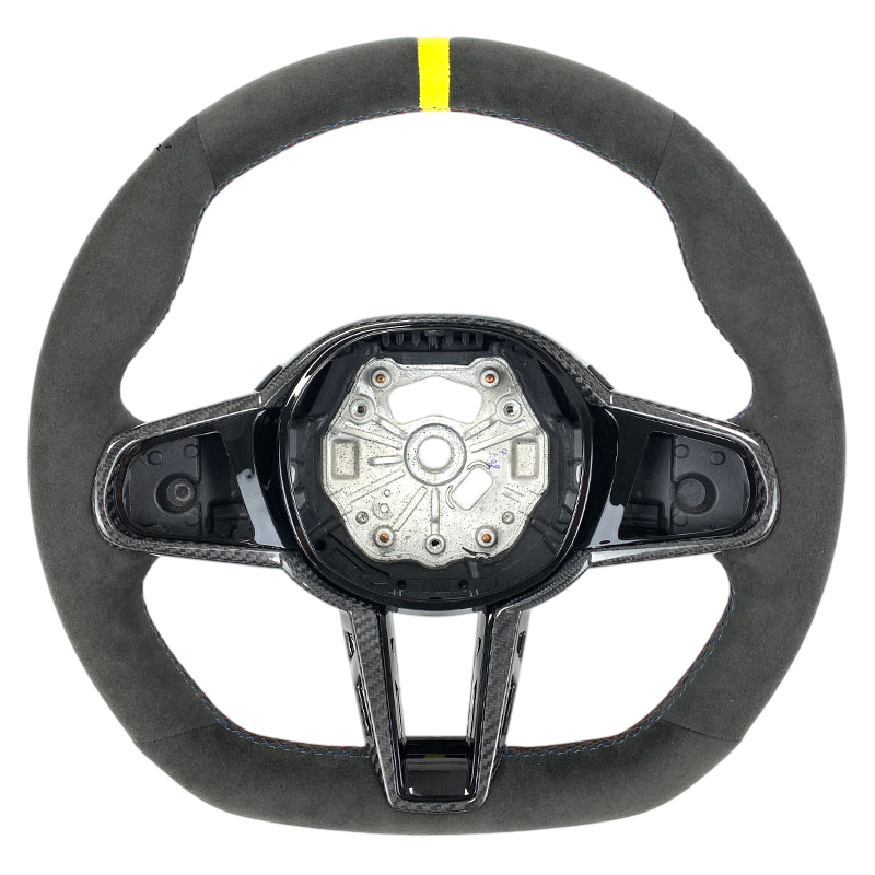 BCC G8X Full Alcantara LCI Steering Wheel With Carbon Trim Yellow Stripe