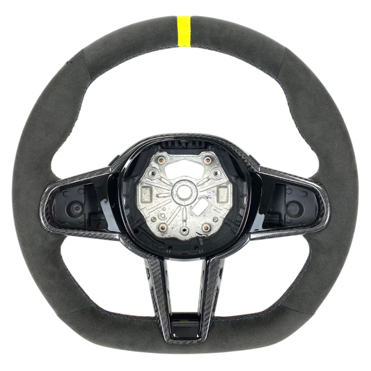 BCC G8X Full Alcantara LCI Steering Wheel With Carbon Trim Yellow Stripe