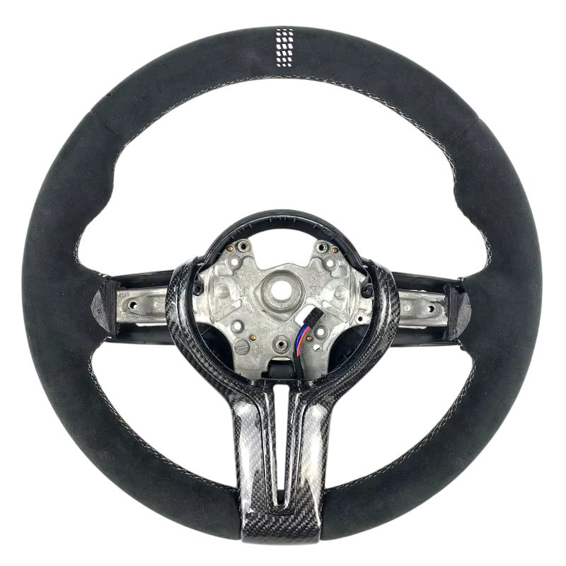 BCC F8X Full Alcantara Steering Wheel With Carbon Trim CS White Stripe