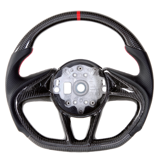 BCC McLaren 720s Carbon and Leather Steering Wheel With Carbon Trim Red Stripe