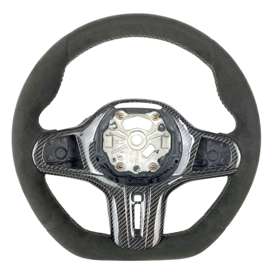 BCC G8X Full Alcantara Steering Wheel With Carbon Trim NO Stripe Flat Bottom
