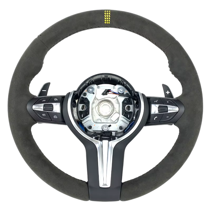 BCC F8X Full Alcantara Steering Wheel With OEM Trim CS Yellow Stripe