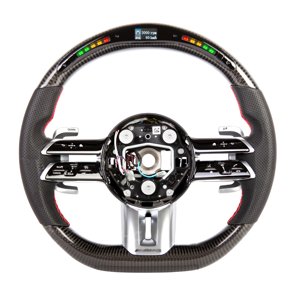 BCC Mercedes-Benz AMG Carbon and Leather Steering Wheel With LED SCREEN Red Stitching