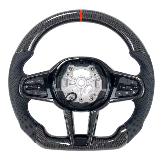 BCC G8X Carbon and Leather LCI Steering Wheel With Carbon Trim Red Stripe