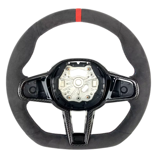 BCC G8X Full Alcantara LCI Steering Wheel With Carbon Trim Red Stripe