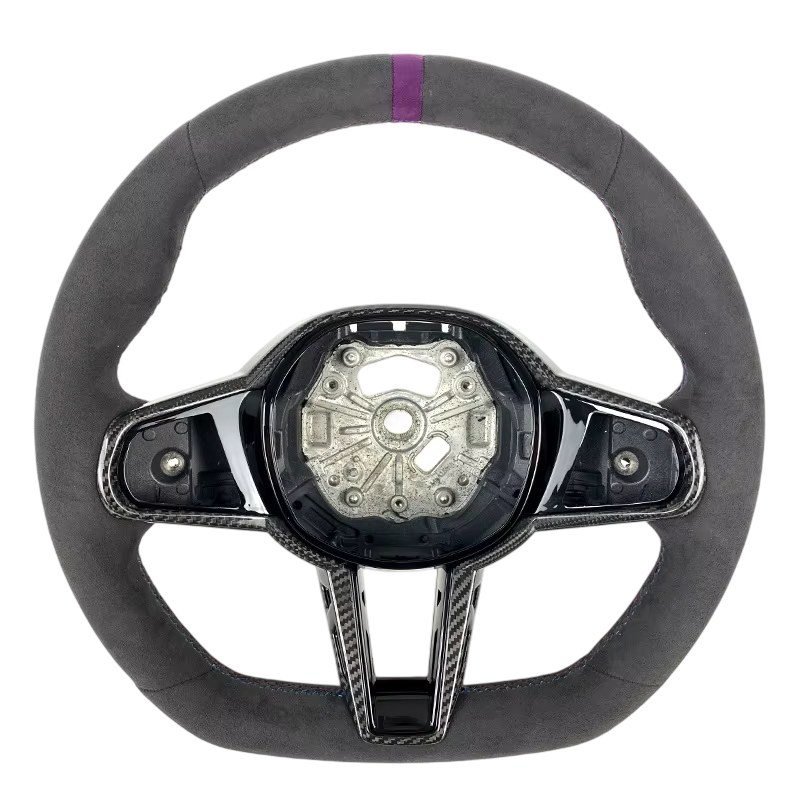 BCC G8X Full Alcantara LCI Steering Wheel With Carbon Trim Purple Stripe