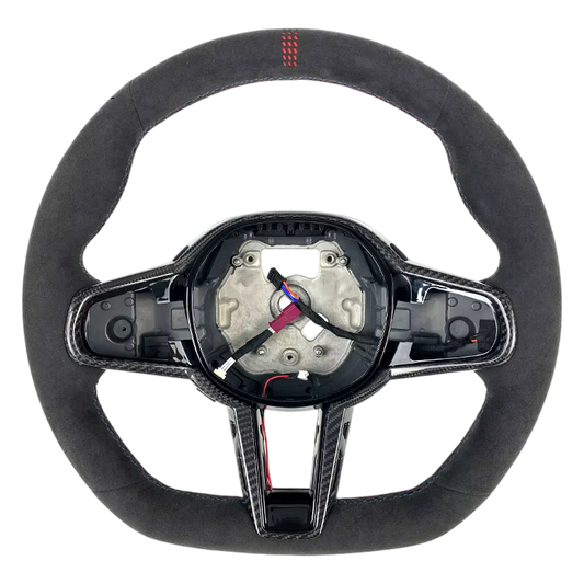 BCC G8X Full Alcantara LCI Steering Wheel With Carbon Trim CS CutOut Stripe