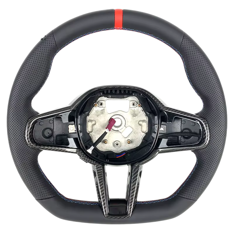 BCC G8X Full Perforated Leather LCI Steering Wheel With Carbon Trim Red Stripe