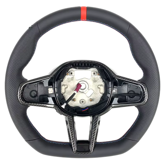 BCC G8X Full Perforated Leather LCI Steering Wheel With Carbon Trim Red Stripe