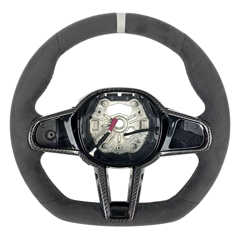BCC G8X Full Alcantara LCI Steering Wheel With Carbon Trim Gray Stripe