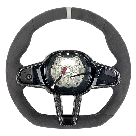 BCC G8X Full Alcantara LCI Steering Wheel With Carbon Trim Gray Stripe